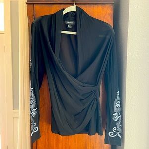 Karen Kane black mesh blouse